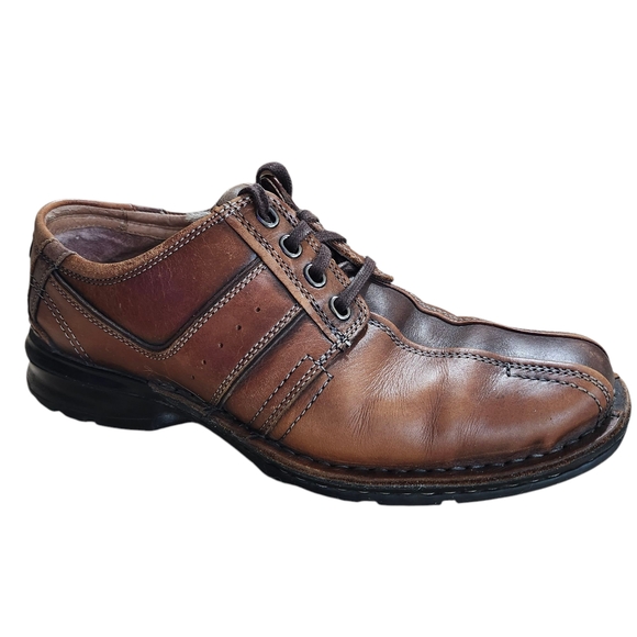 Clarks‎ Touareg Vibe Oxford Men's Size 8.5 Brown Loafer Two Tone Chunky 70852 - Picture 1 of 12